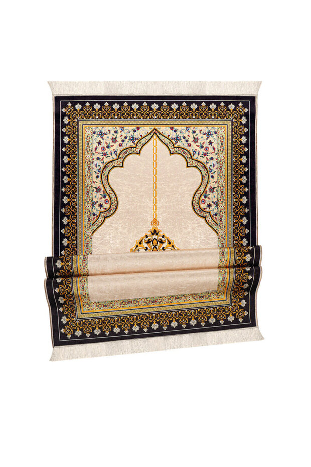 Bej Kadife Halı Seccade - 4