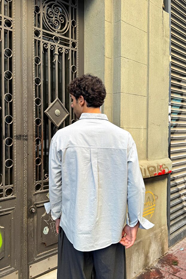 Basıc Regular Gömlek Gri - 2