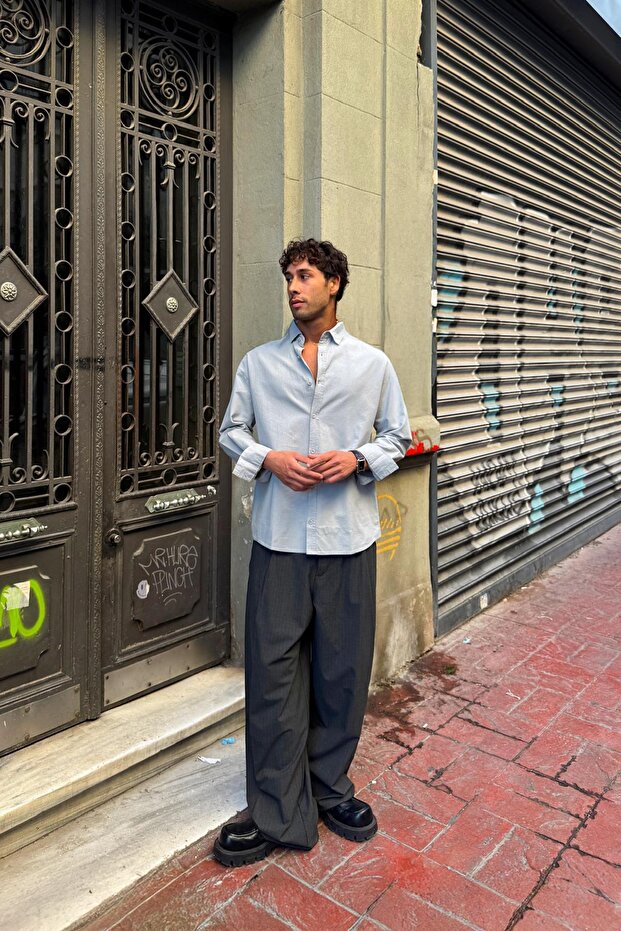 Basıc Regular Gömlek Gri - 3