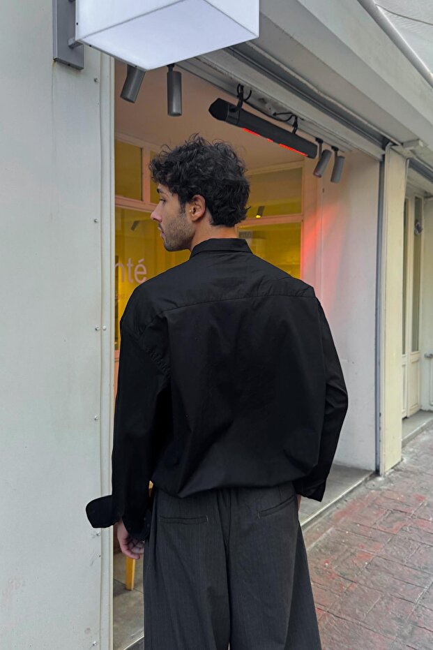 Basic Poplin Gömlek Siyah - 2