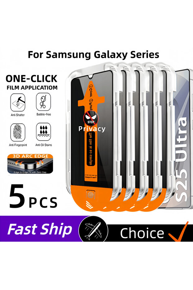 واقي شاشة مضاد للتجسس مكون من 5 قطع لهاتف Galaxy S24 Plus، سهل التركيب وخالٍ من الغبار، لحماية الخصوصية، متوافق مع S24 وS21