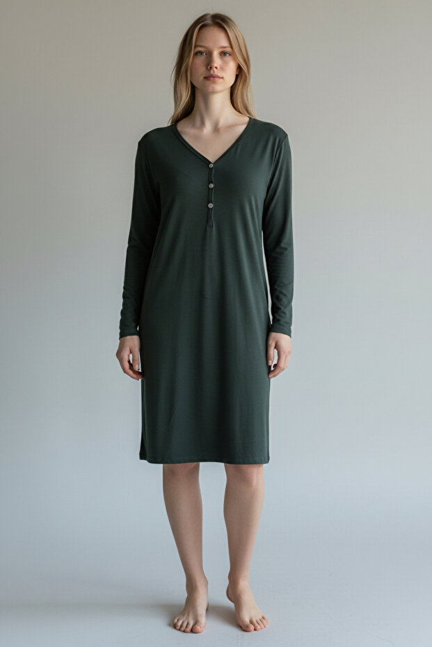 Kadın Uzun Kol Örme Gecelik - 4