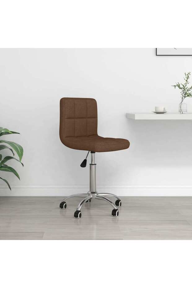 Swivel Office Chair Brown Fabric