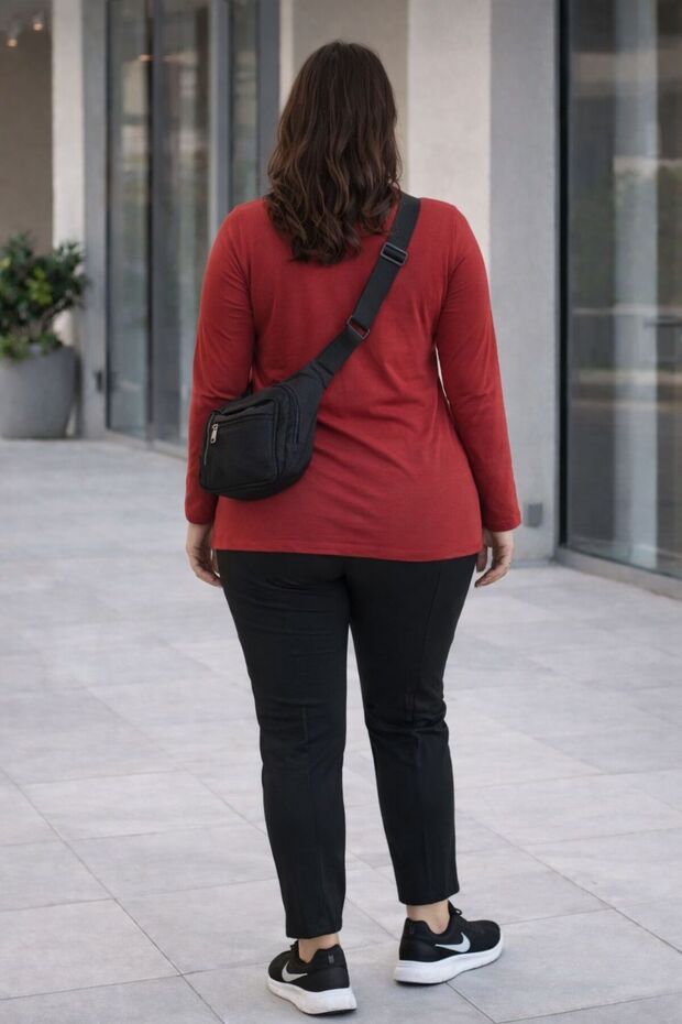 Kadın Büyük Beden Oversize Basic Bluz - 3