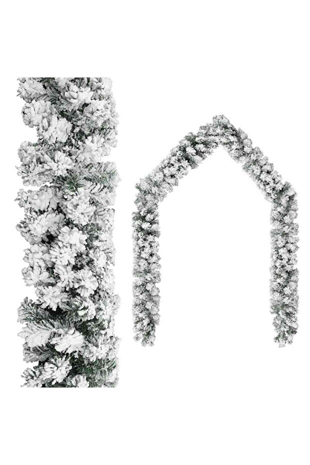 Christmas Garland with Flocked Snow Green 10 m PVC