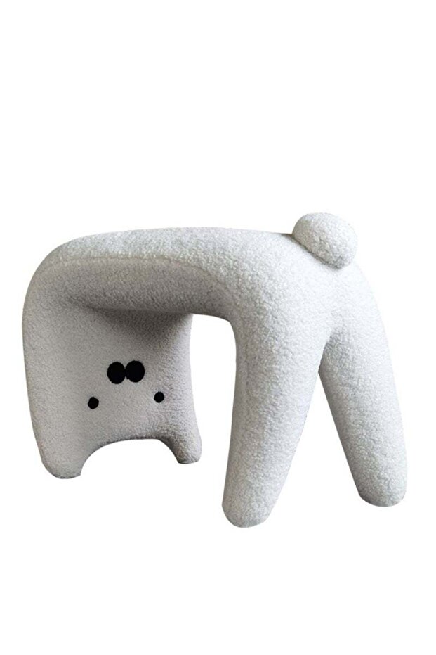 Kitten Shaped Dressing Stool for Porch Cloakroom, Plush Padded No Assembly