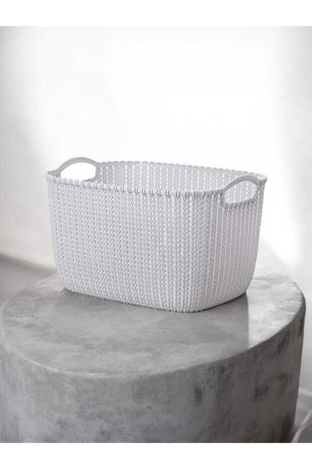 Home Storage Basket, Bathroom Weaving Plastic Storage Baskets Small -LIGHT GRE
