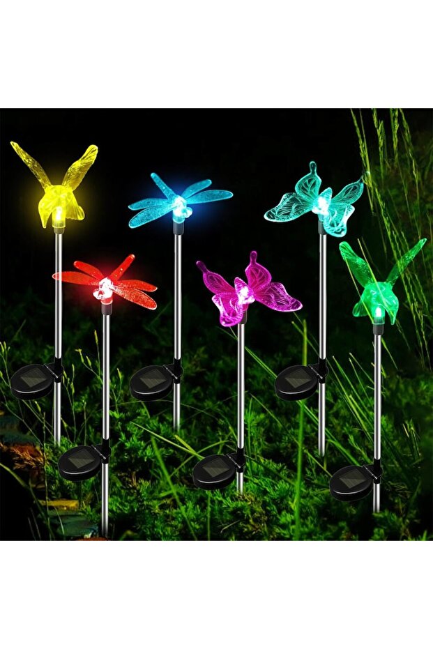 Set de 3 lămpi solare LED Pasăre / Fluture / Libelulă - 2