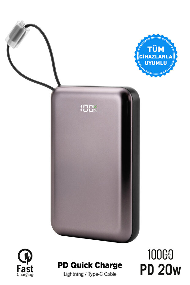 10.000 mAh Kablolu Pd Quick Mini Electronic Painting Powerbank Taşınabilir Sarj Cihazı