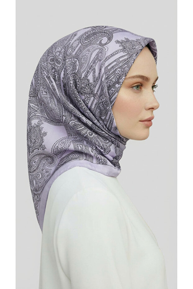 وشاح من البوليستر بنمط عرقي - رمادي - 3