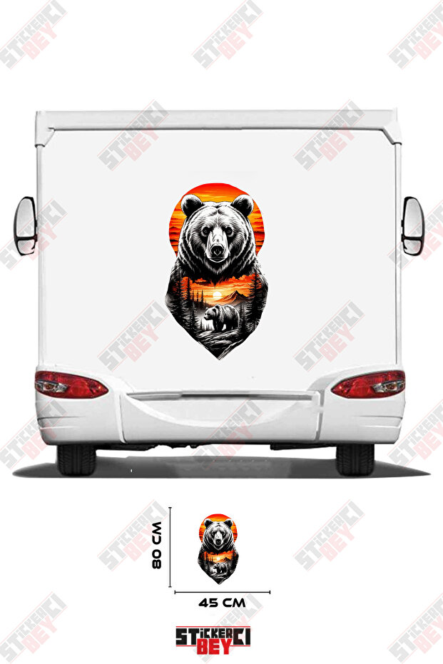 ملصق سيارة التخييم بنمط طبيعي على شكل دب