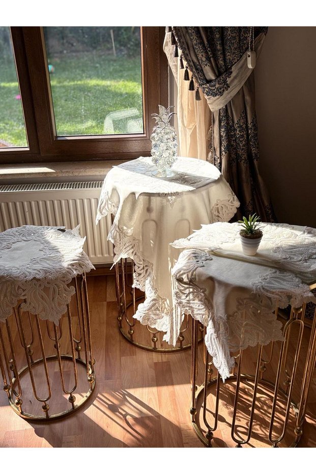 Living Room Set Gülse Model Laced 5-Piece Runner-Ranır Room Set Worry-Free Stain-Resistant