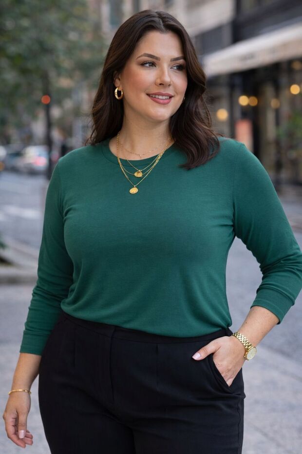 Kadın Büyük Beden Oversize Basic Bluz - 2