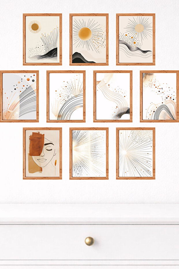 مجموعة من 10 لوحات جدارية حديثة ذات مظهر إطاري – طباعة UV على MDF مقاس 15x20 سم