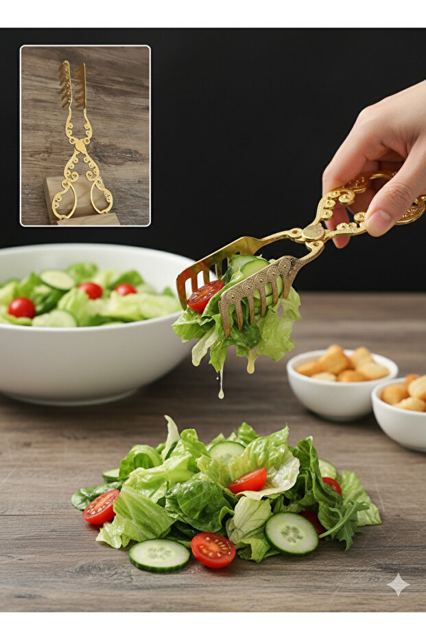 Gold Serving Tongs for Salad, Cake, Pasta 1 Piece S1