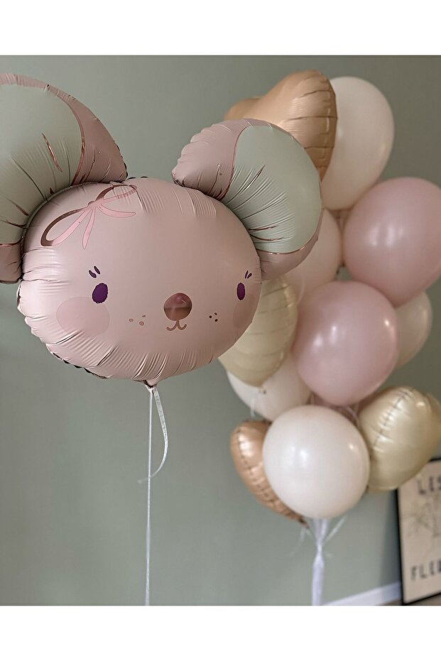 Powder Mouse Balloon and Heart Balloon Set 14 Pieces