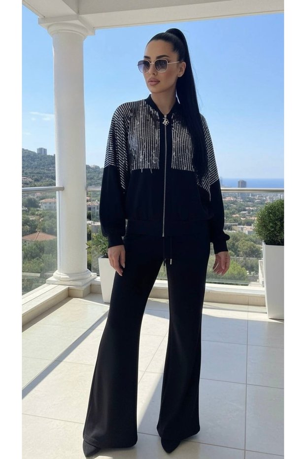 Sequined Stylish Top and Bottom Set