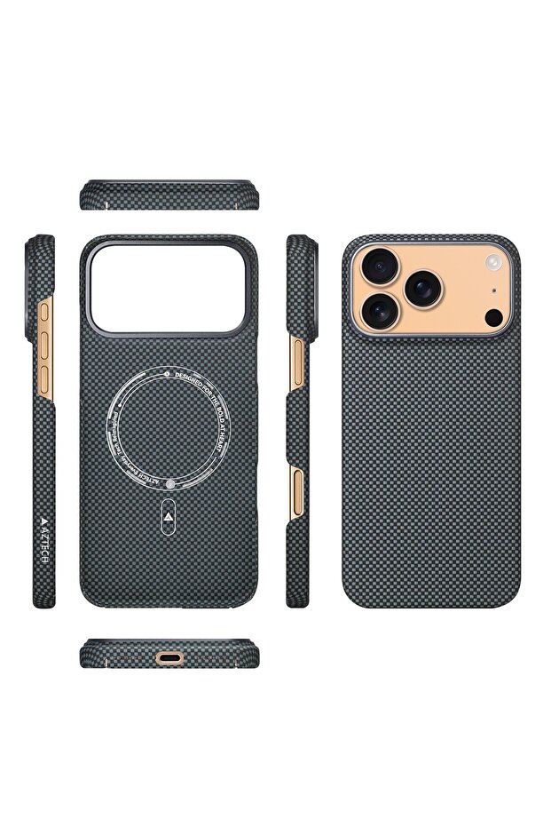 Case for iPhone 17 Pro Max Premium Aramid Fiber (Kevlar) – Raised Camera & Screen Edges | Blue