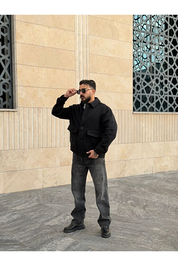 Oversize Kaşe Ceket - 1