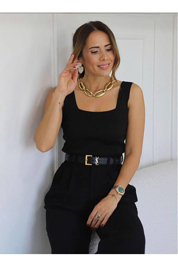 Kalın Askılı Bluz - 1