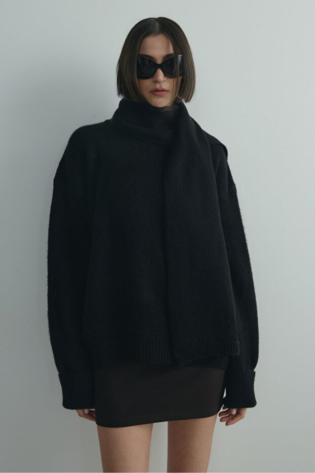 Siyah Bella Triko Atkı - 2