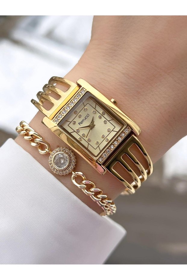 Rib Design Steel Band 3 Atm 2 Years Warranty Women Wristwatch+Bracelet Fk11061.F4