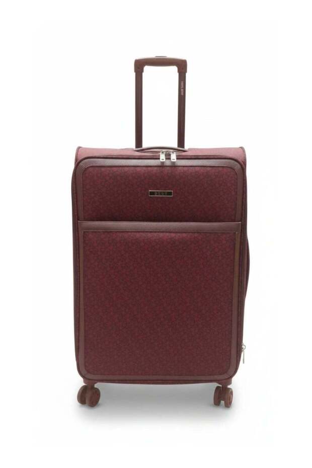 Vintage Signature Large Check-In Trolley Bag | 28-Inch Softside Spinner Suitcase | Dark Red