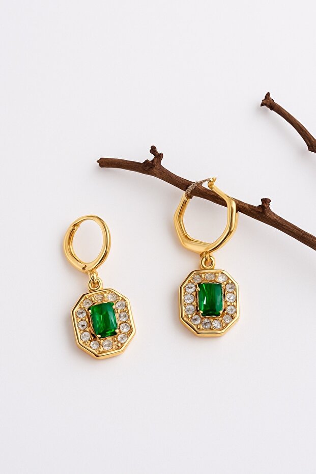 Women's Gold & Green Stainless Steel Serenay Necklace