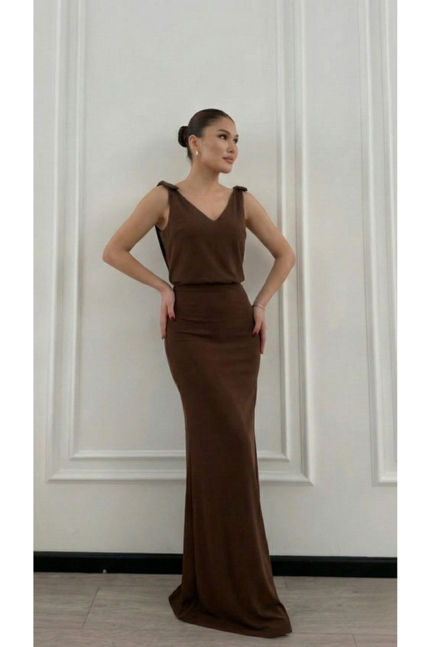 Degaje Yaka Sırt Dekolteli Elbise - 2