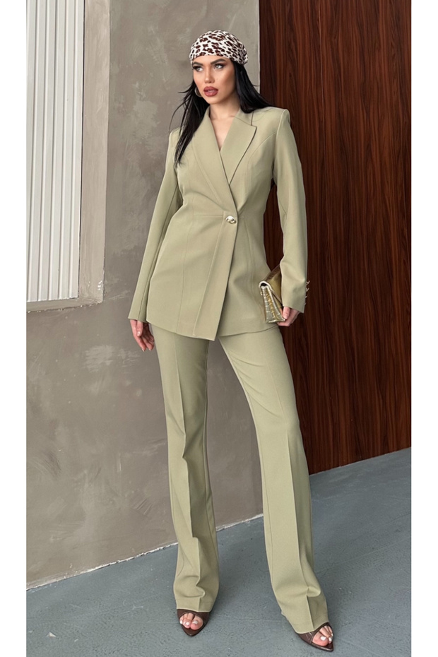 Women's Designer Jacket and Pants Set Khaki