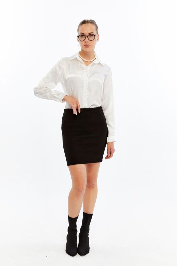 BEL LASTİKLİ KAŞE KALEM ETEK - 2