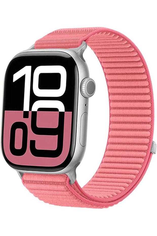Apple Watch 49mm 46mm 45mm 44mm 42mm | Nylon Loop Sport Band | Rose Pink