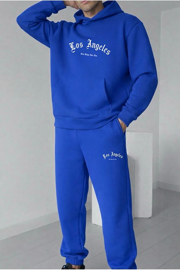 Los Angeles Good Things Printed Unisex Men/Women K Hooded Oversized Bottom/Top Tracksuit Set
