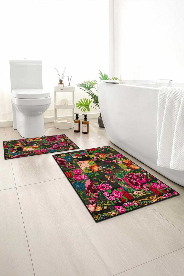 2-Pack Bath Mat, Soft Bathroom Rug, Non-Slip Backing, Washable - 60X100 - 50X60
