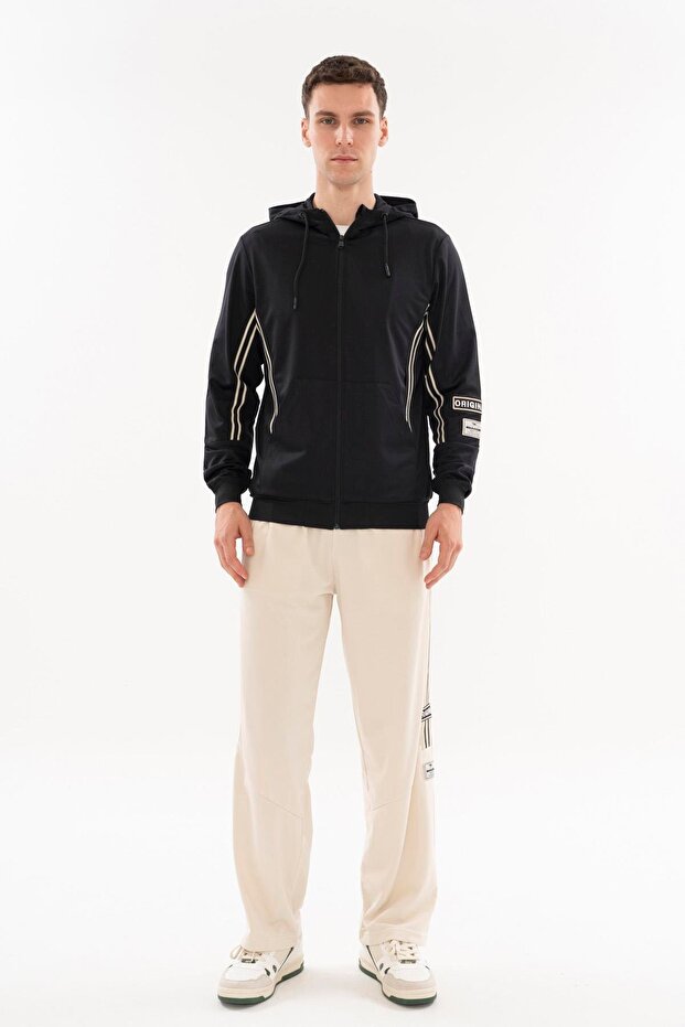Comfort Men's Hooded Black Tracksuit Top