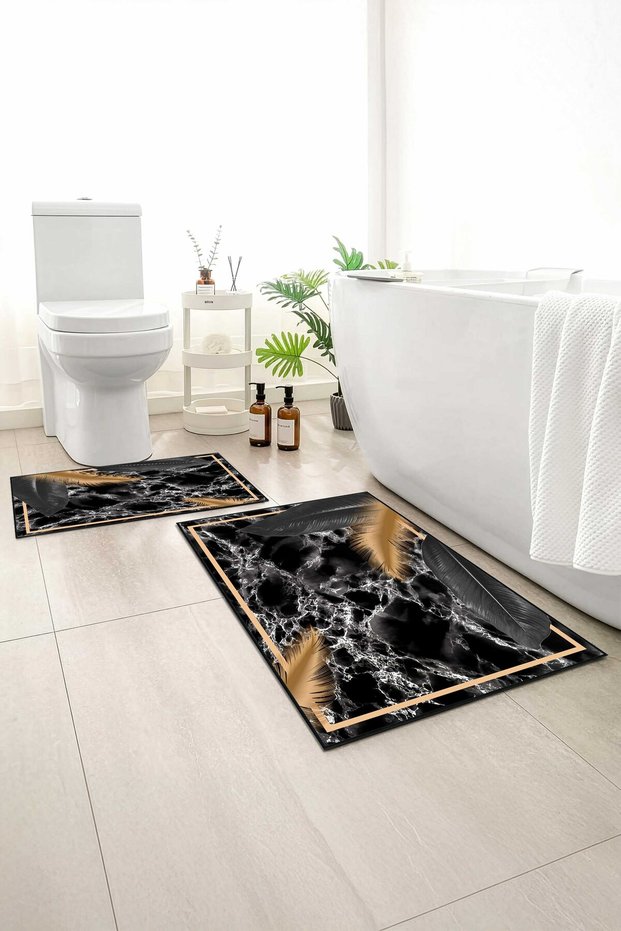 2-Pack Bath Mat, Soft Bathroom Rug, Non-Slip Backing, Washable - 60X100 - 50X60