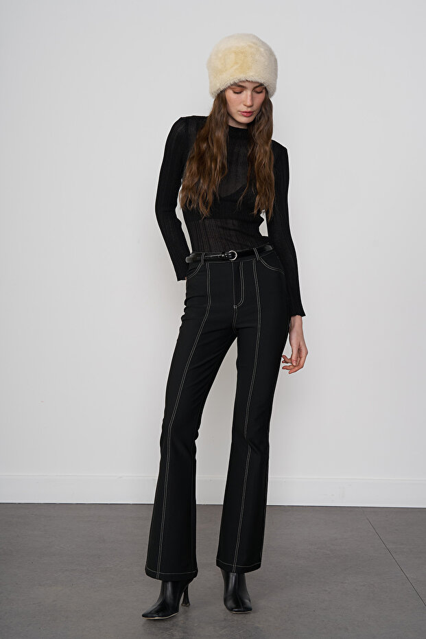 Kontrast Dikişli Pantolon - 2