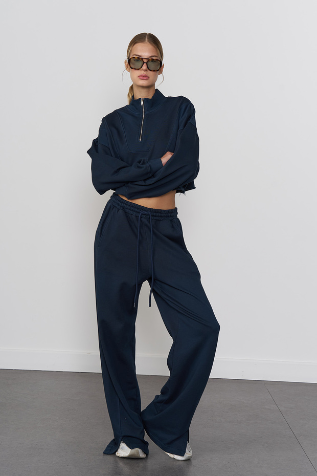 Yıkamalı Crop Sweatshırt - 2