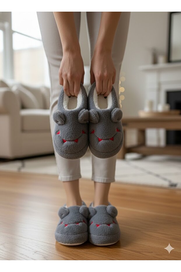 Süet Kürklü Ev Terliği - 3