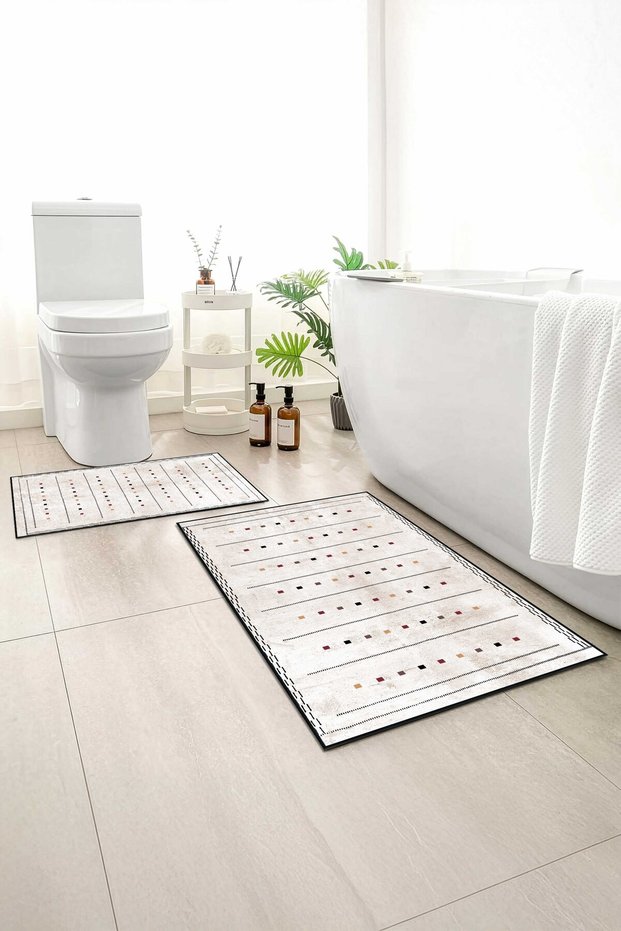 2-Pack Bath Mat, Soft Bathroom Rug, Non-Slip Backing, Washable - 60X100 - 50X60