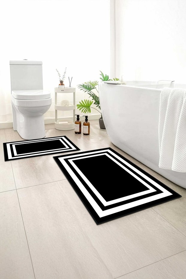 2-Pack Bath Mat, Soft Bathroom Rug, Non-Slip Backing, Washable - 60X100 - 50X60
