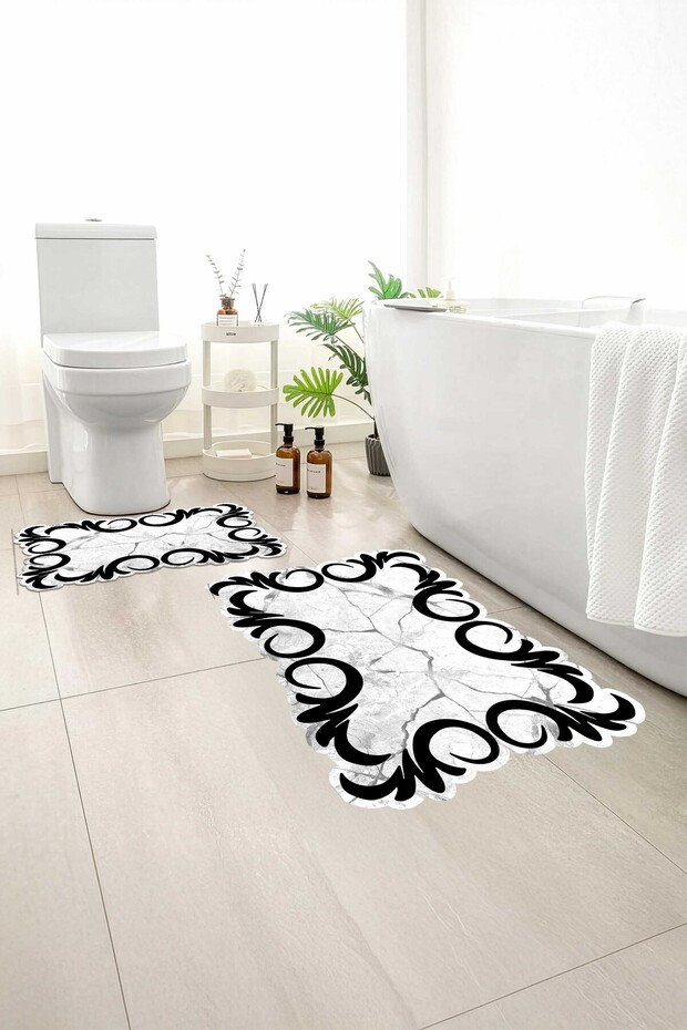 2-Pack Bath Mat, Soft Bathroom Rug, Non-Slip Backing, Washable - 60X100 - 50X60