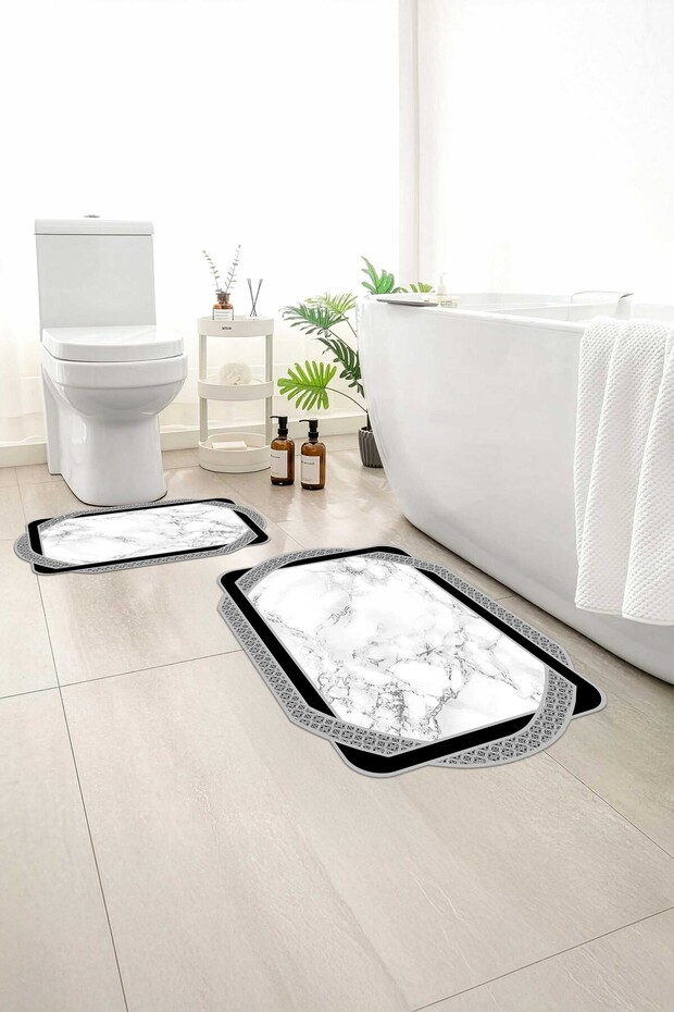 2-Pack Bath Mat, Soft Bathroom Rug, Non-Slip Backing, Washable - 60X100 - 50X60