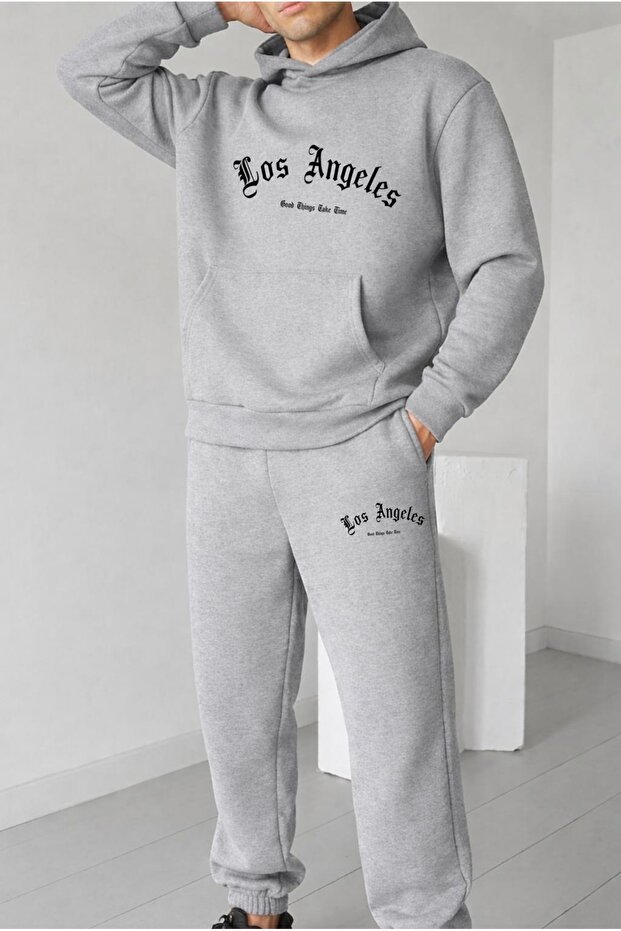 Los Angeles Good Things Printed Unisex Men/Women K Hooded Oversized Bottom/Top Tracksuit Set