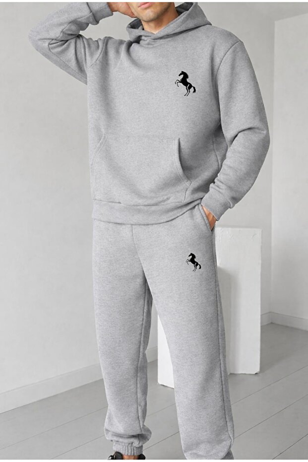 Figure Horse Printed Unisex Men/Women K Hooded Oversize Bottom/Top Tracksuit Set