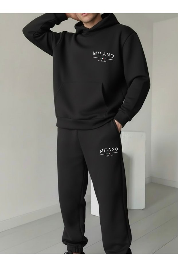 Milan Italy Printed Unisex Men/Women Cap Hooded Bottom/Upper Sweatpants Set