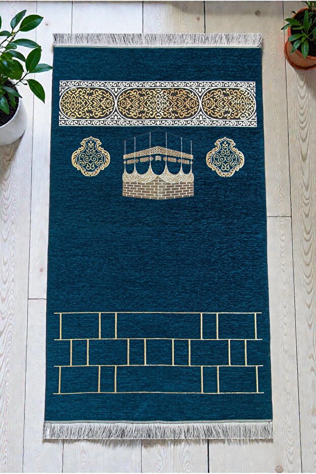 Kabe Motifli Şönil Seccade - Petrol