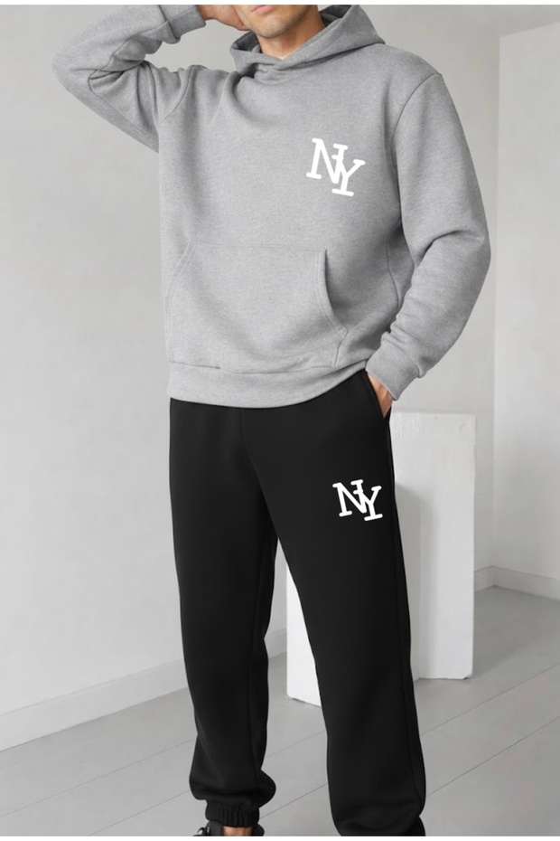 Ny Printed Unisex Men/Women Hooded Oversize Bottom/Top Tracksuit Set