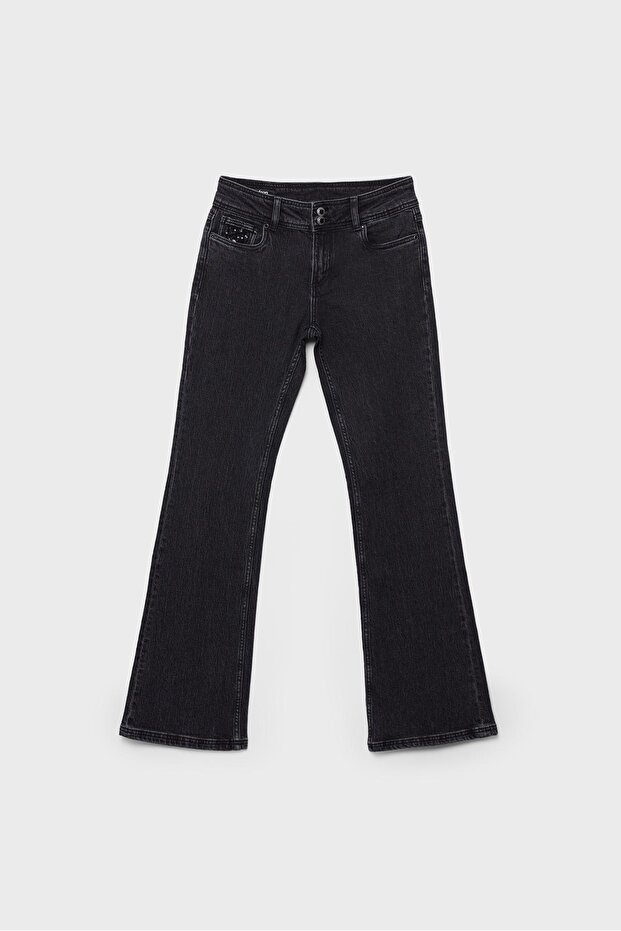 Pullu düşük bel jean - 7