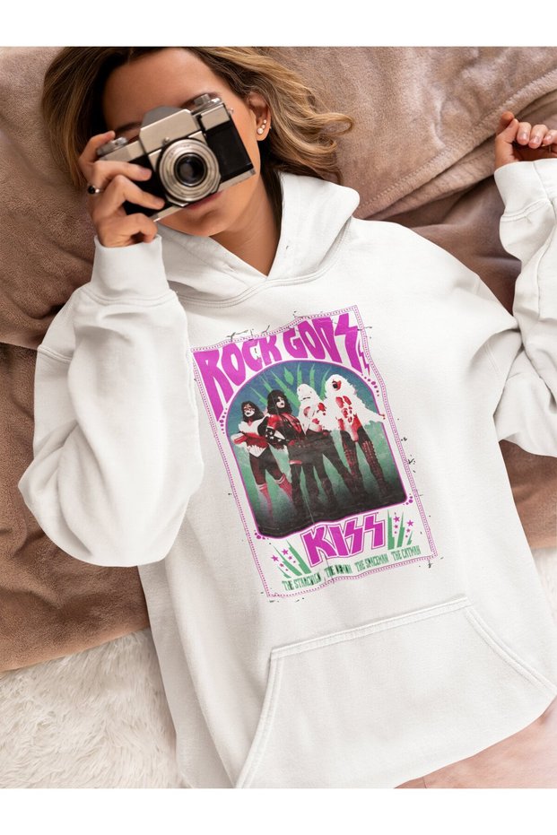 Kiss Rock Gods Metal Printed Unisex Oversized Music Band Hoodie